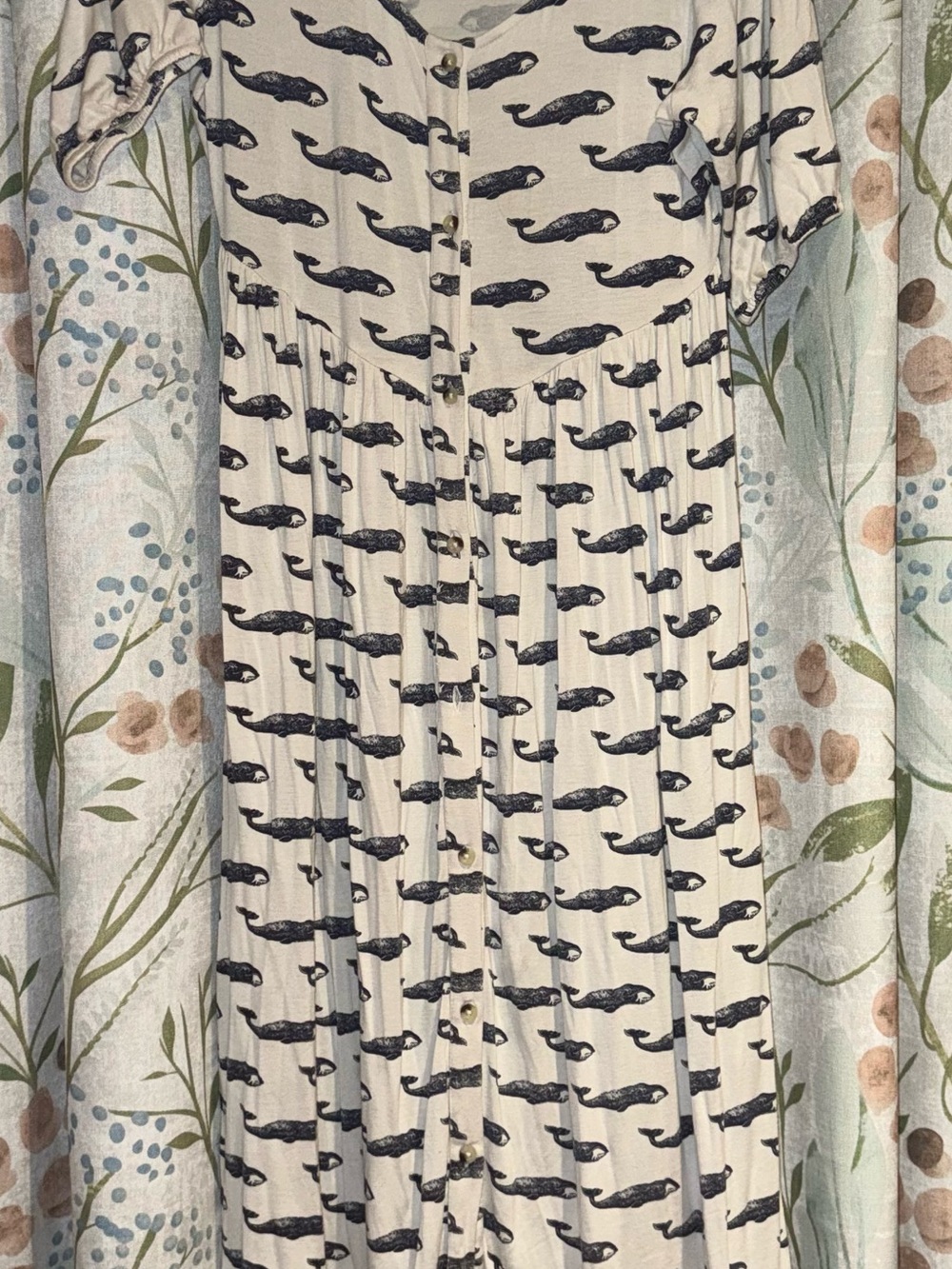 kate quinn Modal Midi Dress in Navy Blue Whale Print